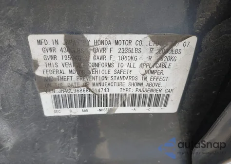 2008 Acura Tsx z USA, uszkodzony, nr VIN JH4CL96868C014743